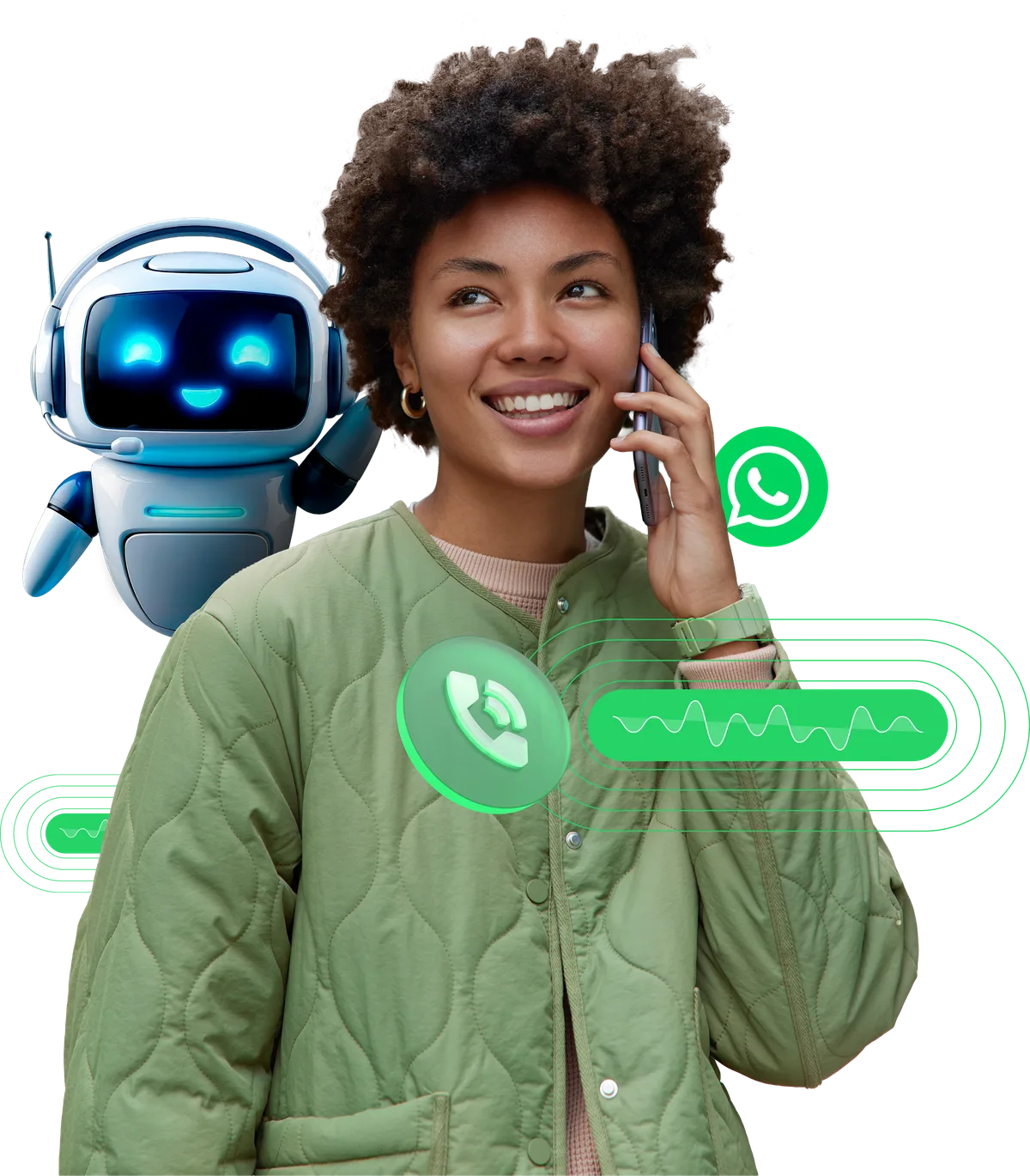 Cliente atendendo uma chamada de voz pelo WhatsApp